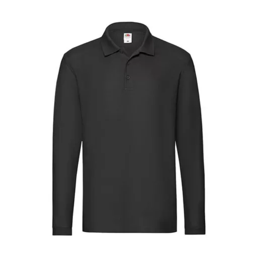 Uniszex Galléros póló  Hosszú ujjú Fruit of the Loom Premium Long Sleeve Polo   Fekete   urespo