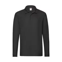 Uniszex Galléros póló  Hosszú ujjú Fruit of the Loom Premium Long Sleeve Polo   Fekete   urespo