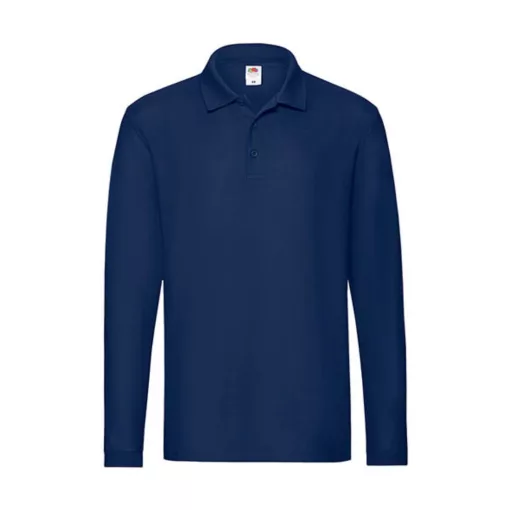 Uniszex Galléros póló  Hosszú ujjú Fruit of the Loom Premium Long Sleeve Polo   Sötétkék (navy)