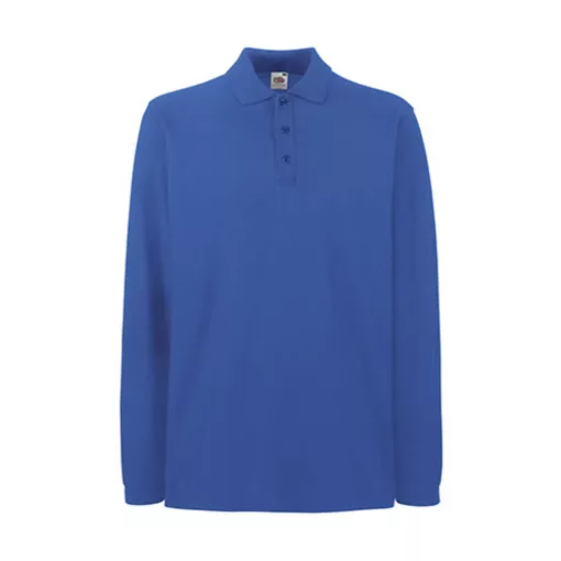 Uniszex Galléros póló  Hosszú ujjú Fruit of the Loom Premium Long Sleeve Polo   Sötétkék (navy)