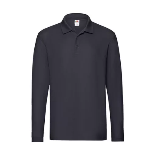 Uniszex Galléros póló  Hosszú ujjú Fruit of the Loom Premium Long Sleeve Polo   Mély sötétkék (