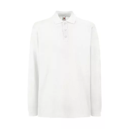 Uniszex Galléros póló  Hosszú ujjú Fruit of the Loom Premium Long Sleeve Polo   Királykék   ure