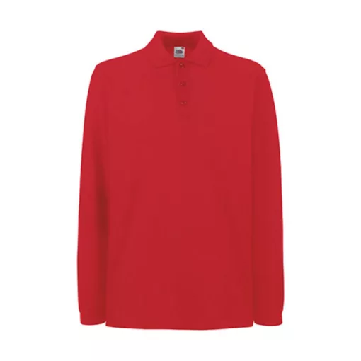 Uniszex Galléros póló  Hosszú ujjú Fruit of the Loom Premium Long Sleeve Polo   Királykék   ure