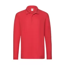 Uniszex Galléros póló  Hosszú ujjú Fruit of the Loom Premium Long Sleeve Polo   Piros   urespol