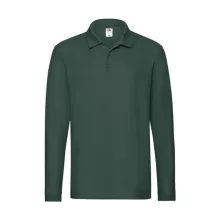 Uniszex Galléros póló  Hosszú ujjú Fruit of the Loom Premium Long Sleeve Polo   Sötétzöld   ure