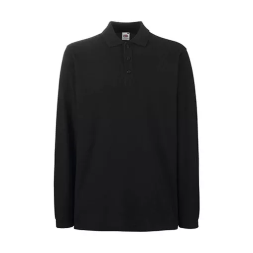 Uniszex Galléros póló  Hosszú ujjú Fruit of the Loom Premium Long Sleeve Polo   Hamuszürke   ur