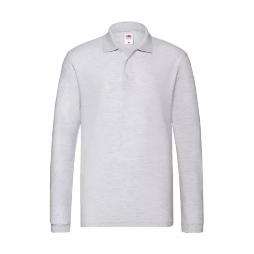 Uniszex Galléros póló  Hosszú ujjú Fruit of the Loom Premium Long Sleeve Polo   Hamuszürke   ur