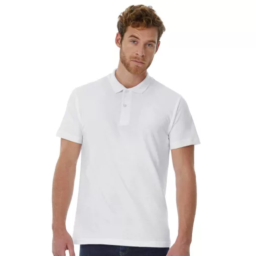 Férfi galléros póló  rövid ujjú B&C Piqué Polo Shirt - PUI10   Fehér   urespolo.hu