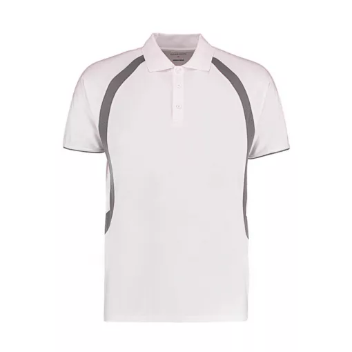 Férfi rövid ujjú galléros póló Kustom Kit Classic Fit Cooltex Riviera Polo Shirt 2XL, Fehér/Szü