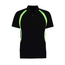 Férfi rövid ujjú galléros póló Kustom Kit Classic Fit Cooltex Riviera Polo Shirt M, Fekete/Fluo