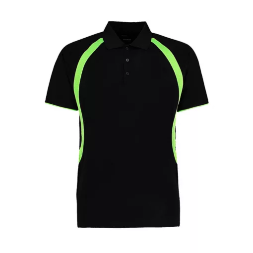 Férfi rövid ujjú galléros póló Kustom Kit Classic Fit Cooltex Riviera Polo Shirt M, Fekete/Fluo