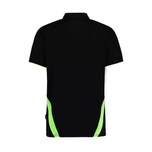 Férfi rövid ujjú galléros póló Kustom Kit Classic Fit Cooltex Riviera Polo Shirt L, Fekete/Fluo