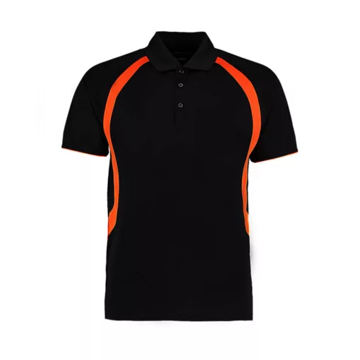 Férfi rövid ujjú galléros póló Kustom Kit Classic Fit Cooltex Riviera Polo Shirt XL, Fekete/Nar