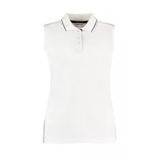 Női ujjatlan galléros póló Kustom Kit Women's Classic Fit Sleeveless Polo 3XL, Fehér/Sötétkék n