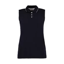 Női ujjatlan galléros póló Kustom Kit Women's Classic Fit Sleeveless Polo M, Sötétkék navy/fehé