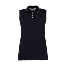 Női ujjatlan galléros póló Kustom Kit Women's Classic Fit Sleeveless Polo L, Sötétkék navy/fehé