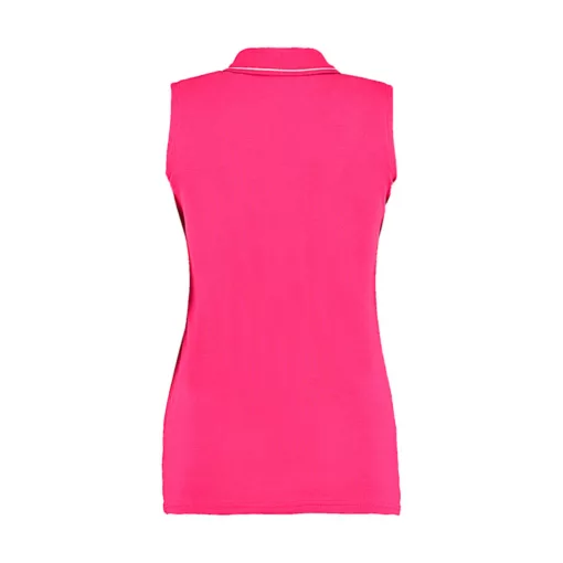 Női ujjatlan galléros póló Kustom Kit Women\'s Classic Fit Sleeveless Polo M, Raspberry/Fehér