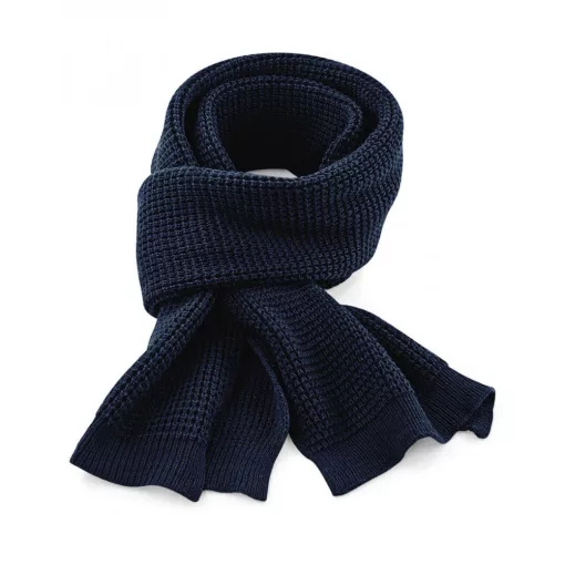 Uniszex sál Beechfield Classic Waffle Knit Scarf Egy méret, Fekete