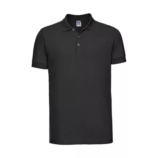 Férfi galléros póló  rövid ujjú Russell Europe Men's Stretch Polo Fekete   urespolo.hu