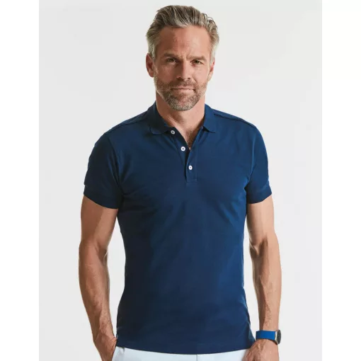 Férfi rövid ujjú galléros póló Russell Europe Men\'s Fitted Stretch Polo L, Konvoj szürke