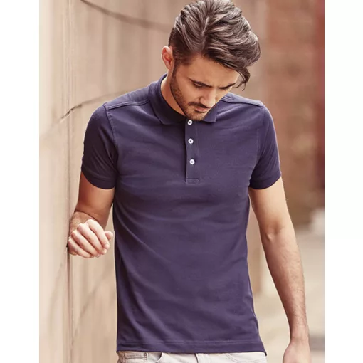 Férfi galléros póló  rövid ujjú Russell Europe Men\'s Stretch Polo Világos királykék   urespolo.