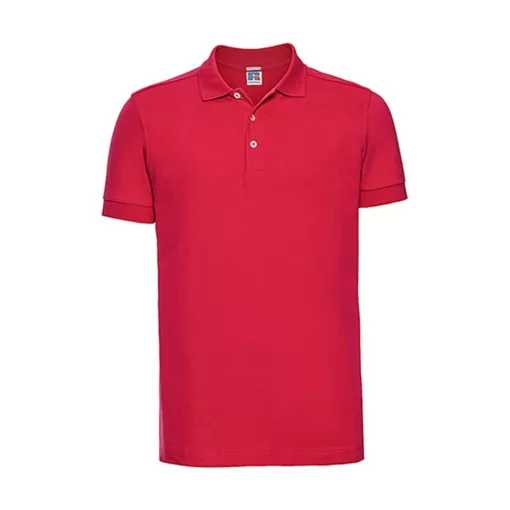 Férfi galléros póló  rövid ujjú Russell Europe Men's Stretch Polo Piros   urespolo.hu