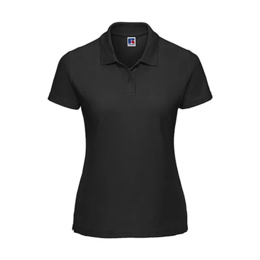 Női galléros póló  rövid ujjú Russell Europe Ladies' Polo Poly-Cotton Blend   Fekete   urespolo