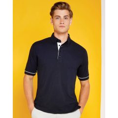 Uniszex rövid ujjú galléros póló Kustom Kit Classic Fit Button Down Contrast Polo Shirt S, Feke