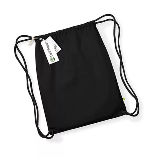 Tornazsák tornatáska  Hátizsák Westford Mill EarthAware Organic Gymsac   Fekete/fekete   uresp