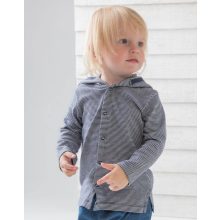 Bébi kapucnis hosszú ujjú mellény BabyBugz Baby Striped Hooded T 6-12, Fehér/Tengerész Sötétkék