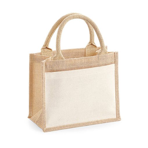 Bevásárló táska   Westford Mill Cotton Pocket Jute Gift Bag   Naturál   urespolo.hu