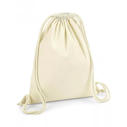 Uniszex organikus speciális táska Westford Mill Organic Premium Cotton Gymsac Egy méret, Naturál