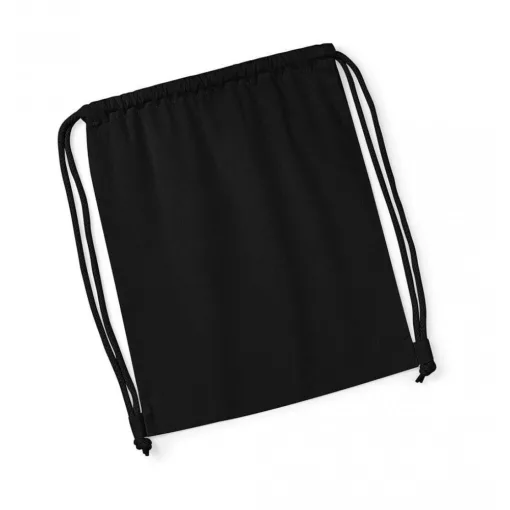 Uniszex organikus speciális táska Westford Mill Organic Premium Cotton Gymsac Egy méret, Fekete
