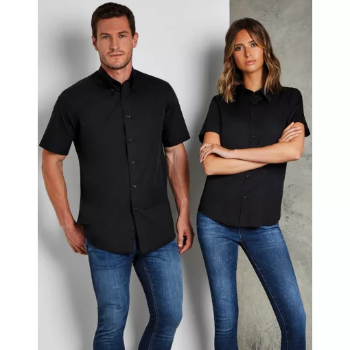 Férfi rövid ujjú Ing Kustom Kit Classic Fit Workforce Shirt S, Fekete