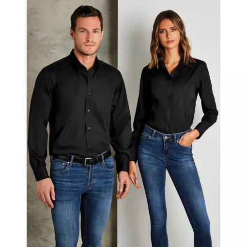 Női hosszú ujjú blúz Kustom Kit Women\'s Classic Fit Workforce Shirt 3XL, Fekete