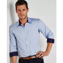 Férfi hosszú ujjú Ing Kustom Kit Tailored Fit Premium Contrast Oxford Shirt M, Világos kék/Söté