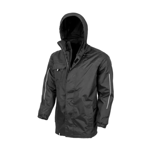 Uniszex Kabát Kapucnis Hosszú ujjú Result Printable 3-in-1 Transit Jacket -S, Fekete