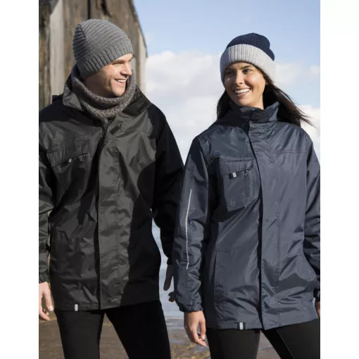 Uniszex Kabát Kapucnis Hosszú ujjú Result Printable 3-in-1 Transit Jacket -2XL, Sötétkék (navy)