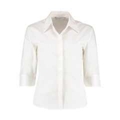 Női 3/4-es ujjú blúz Kustom Kit Women's Tailored Fit Continental Blouse 3/4 Sleeve 4XL, Fehér