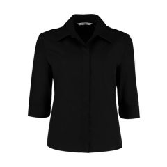 Női 3/4-es ujjú blúz Kustom Kit Women's Tailored Fit Continental Blouse 3/4 Sleeve XS, Fekete