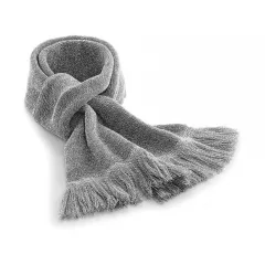 Uniszex sál Beechfield Classic Knitted Scarf Egy méret, Heather szürke