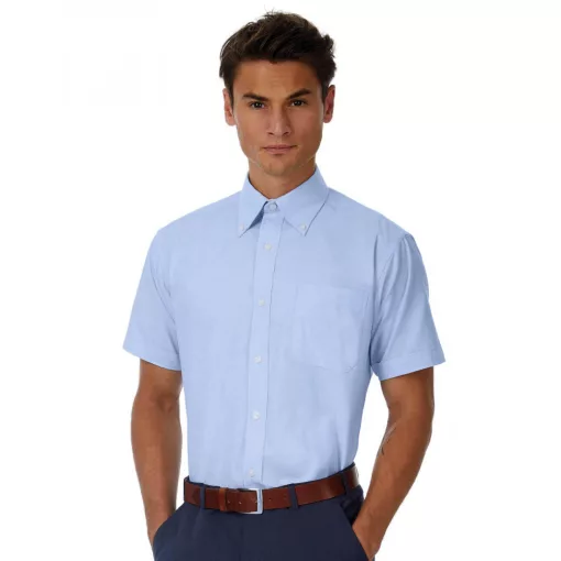 Férfi rövid ujjú Ing B and C Oxford SSL/men Shirt S, kék Chip