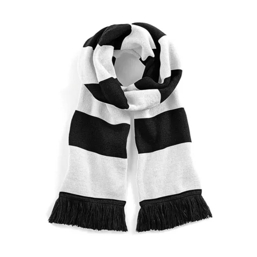 Uniszex sál Beechfield Stadium Scarf Egy méret, Fekete/Fehér