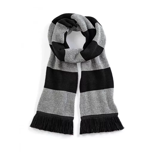 Uniszex sál Beechfield Stadium Scarf Egy méret, Fekete/Heather szürke