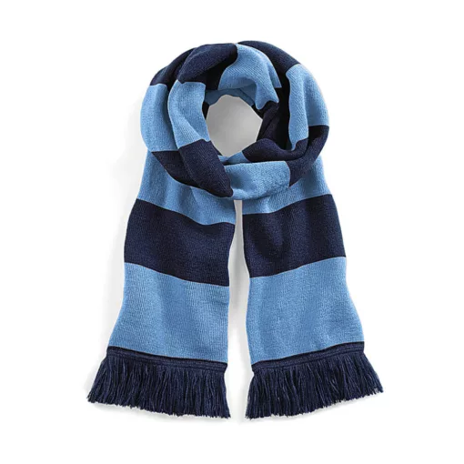 Uniszex sál Beechfield Stadium Scarf Egy méret, French Sötétkék (navy)/Ég kék Blue