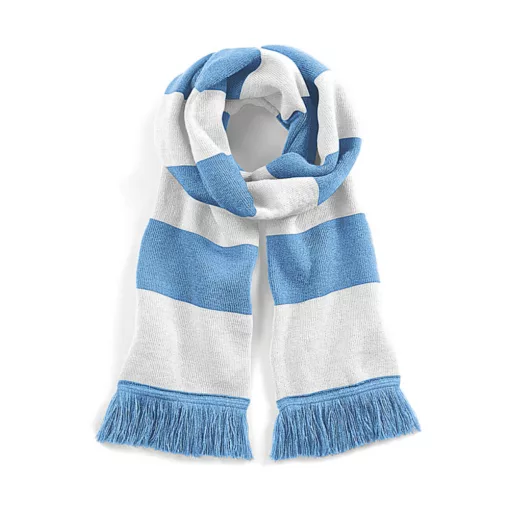 Uniszex sál Beechfield Stadium Scarf Egy méret, Ég kék/Fehér