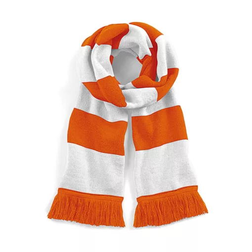 Uniszex sál Beechfield Stadium Scarf Egy méret, Narancssárga/Fehér