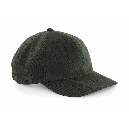 Uniszex sapka Beechfield Heritage Cord Cap - One Size, Sötét oliva zöld