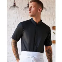 Férfi rövid ujjú ing Kustom Kit Tailored Fit Mandarin Collar Shirt SSL M, Fekete