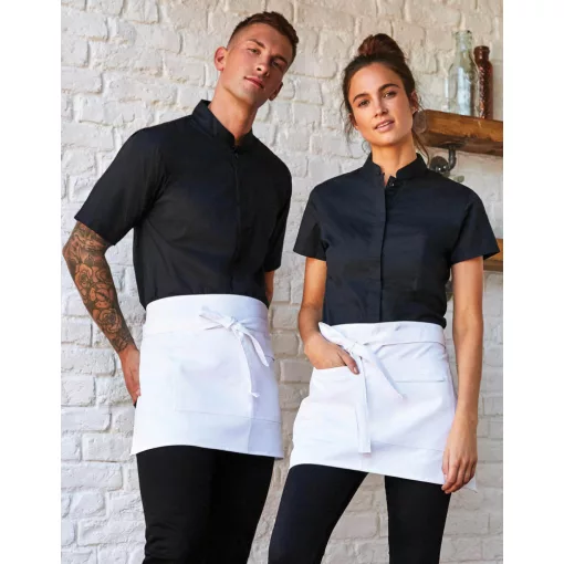 Férfi rövid ujjú ing Kustom Kit Tailored Fit Mandarin Collar Shirt SSL M, Fekete
